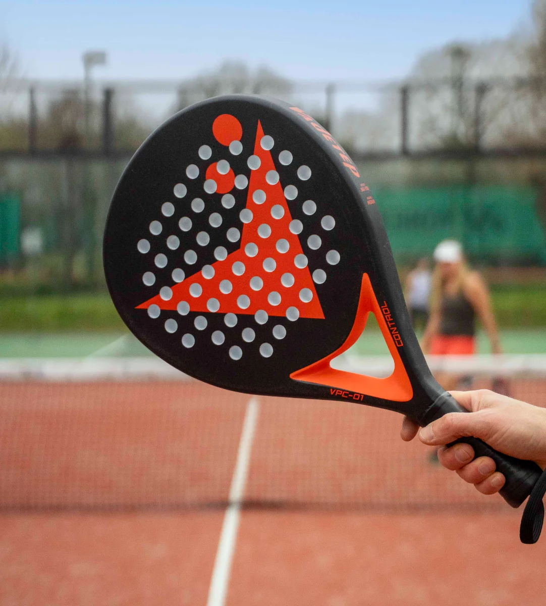 Vadetep Control 01 padel racket held up on outdoor court